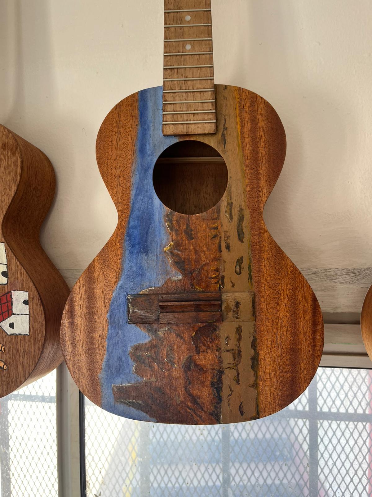Handcrafted Tenor Ukulele with Beautiful Custom Artwork - Mountains