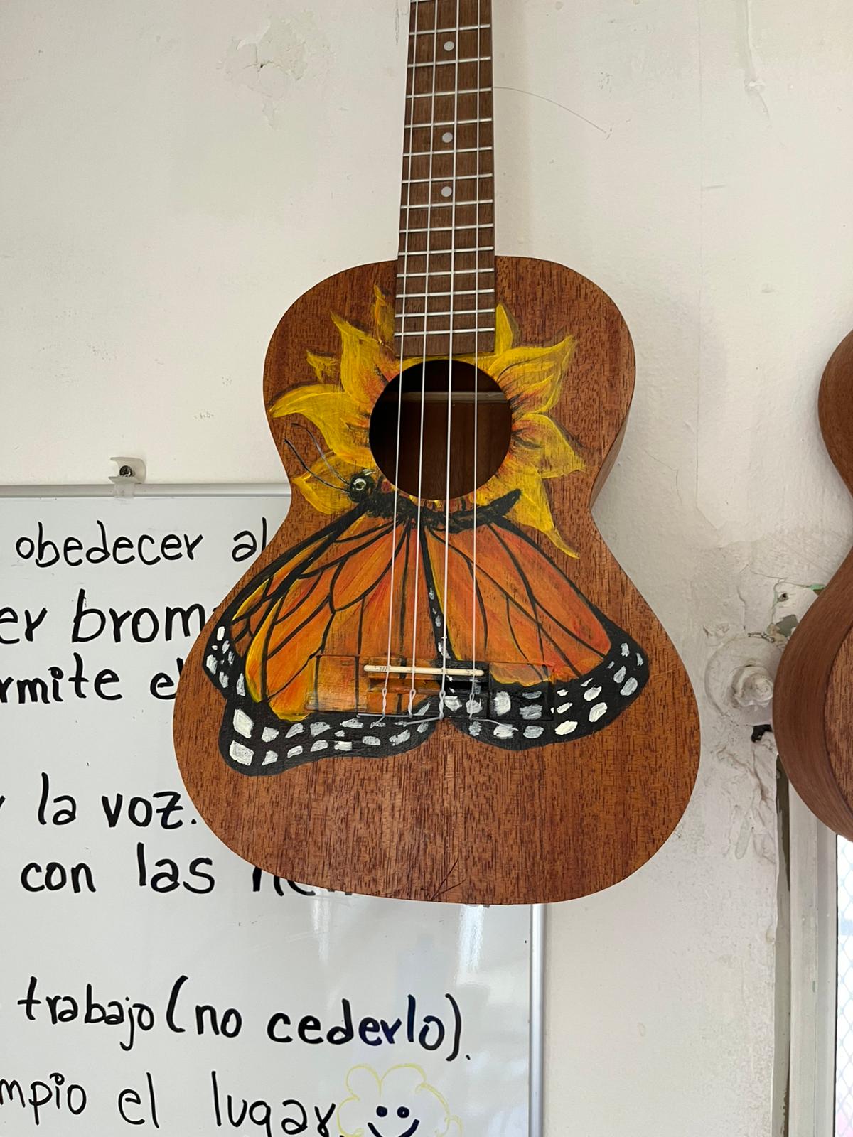 Handcrafted Tenor Ukulele with Beautiful Custom Artwork - Butterfly