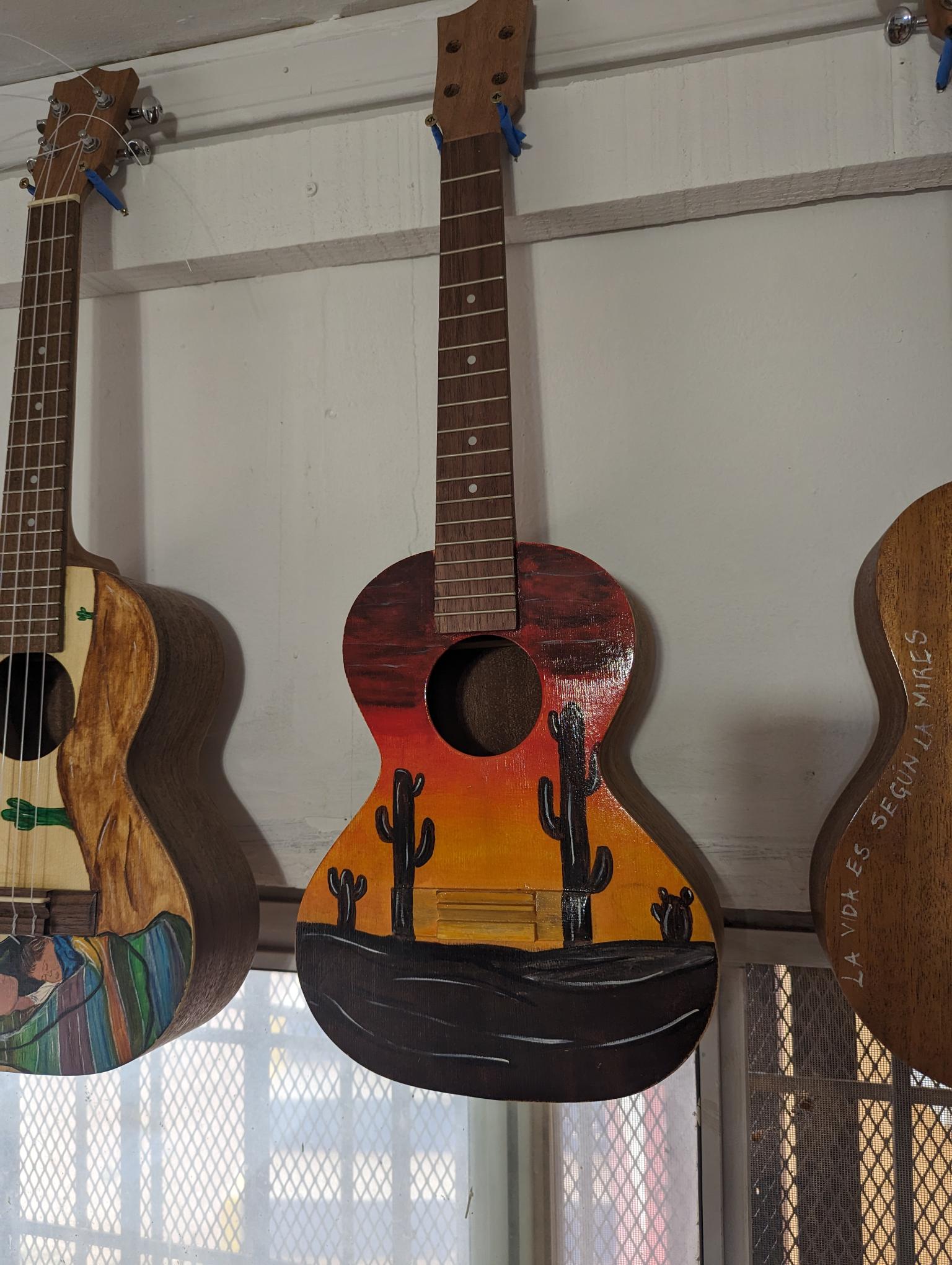Handcrafted Tenor Ukulele with Beautiful Custom Artwork - Desert Sunset