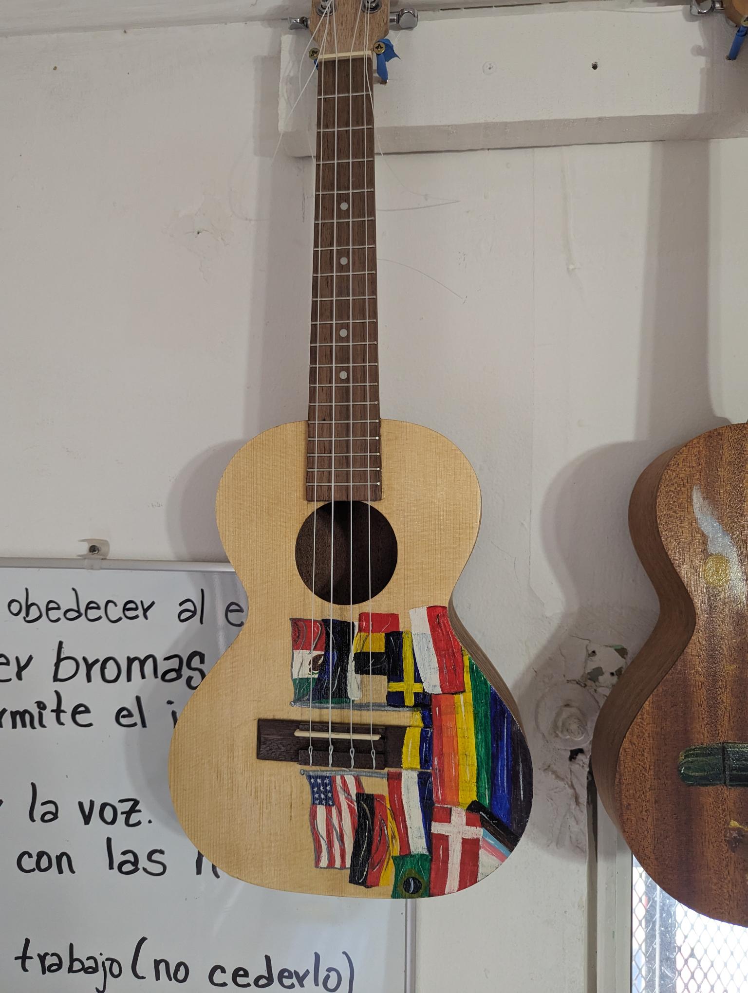Handcrafted Tenor Ukulele with Beautiful Custom Artwork - Flags