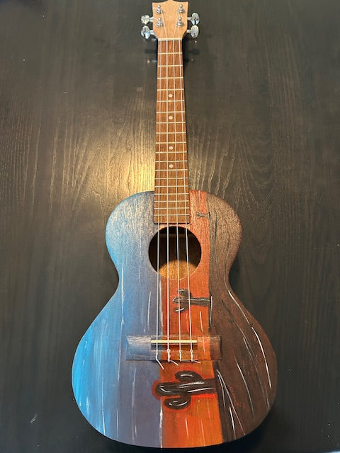 Handcrafted Tenor Ukulele with Beautiful Custom Artwork - Dusk Desert Lights