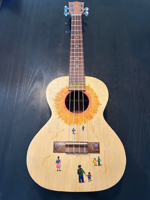 Handcrafted Tenor Ukulele with Beautiful Custom Artwork - Sunshine